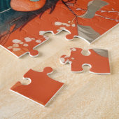 Art Nouveau Pauw op Sinaasappels Bloemen Legpuzzel (Zijkant)