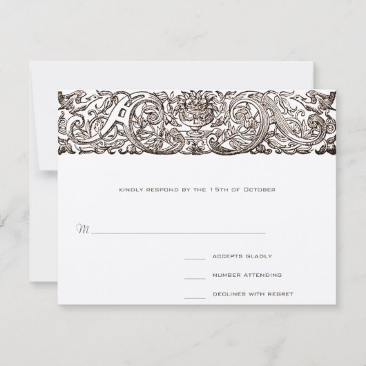 Art Nouveau Pauw Parade Reactiekaart RSVP Kaartje (Voorkant)