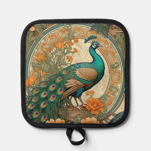 Art Nouveau Pauw Pot Houder (Voorkant)