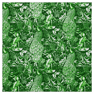 Art Nouveau Pauw Print, Bosgroen Stof