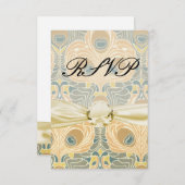 art nouveau pauw RSVP kaartje (Voorkant / Achterkant)