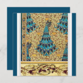 Art nouveau pauw textiel deco verneuil blauw (Voorkant / Achterkant)