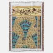 Art nouveau pauw textiel deco verneuil blauw deken (Voorkant Verticaal)