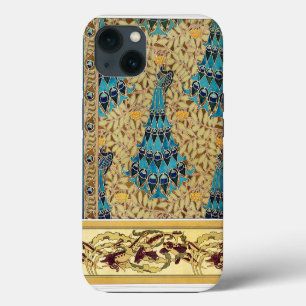 Art nouveau pauw textiel deco verneuil blauw iPhone 13 hoesje