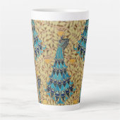 Art nouveau pauw textiel deco verneuil blauw latte mok (Voorkant)
