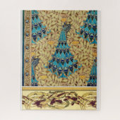 Art nouveau pauw textiel deco verneuil blauw legpuzzel (Verticaal)