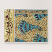 Art nouveau pauw textiel deco verneuil blauw legpuzzel (Horizontaal)