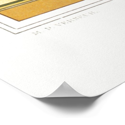 Art nouveau pauw textiel deco verneuil blauw poster (Hoek)