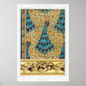 Art nouveau pauw textiel deco verneuil blauw poster (Voorkant)