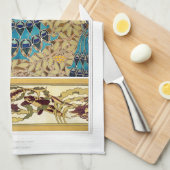 Art nouveau pauw textiel deco verneuil blauw theedoek (Quarter Fold)