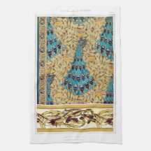 Art nouveau pauw textiel deco verneuil blauw