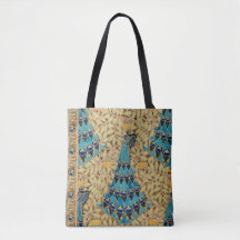Art nouveau pauw textiel deco verneuil blauw