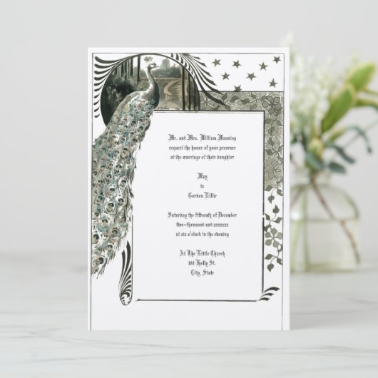 Art Nouveau Pauw uit grootmoeders tijd Kaart (Staand voorkant)