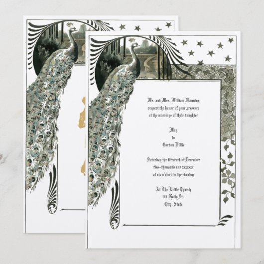 Art Nouveau Pauw uit grootmoeders tijd Kaart (Voorkant / Achterkant)