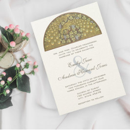 Art Nouveau Pauw Vogels Trouw Uitnodiging