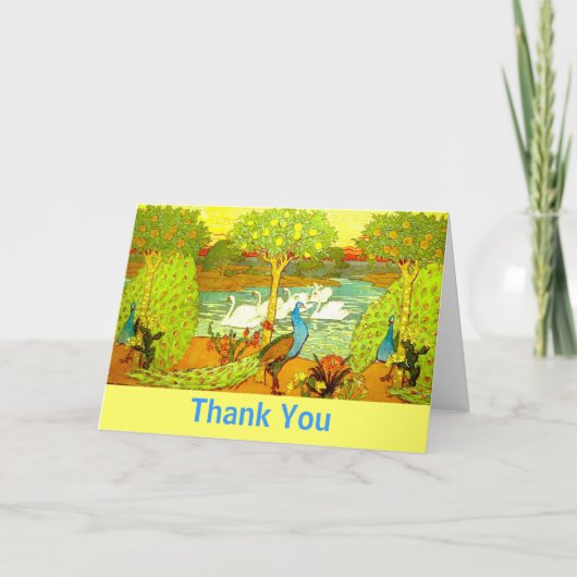 Art Nouveau Pauwen en Zwanen Bedankkaart (Voorkant)