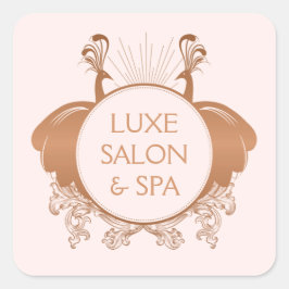 Art Nouveau Pauwlogo Rose Goud/Roze Vierkante Sticker