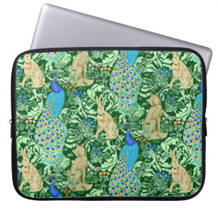 Art Nouveau Pauwprint, Kobaltblauw & Groen Laptop Sleeve