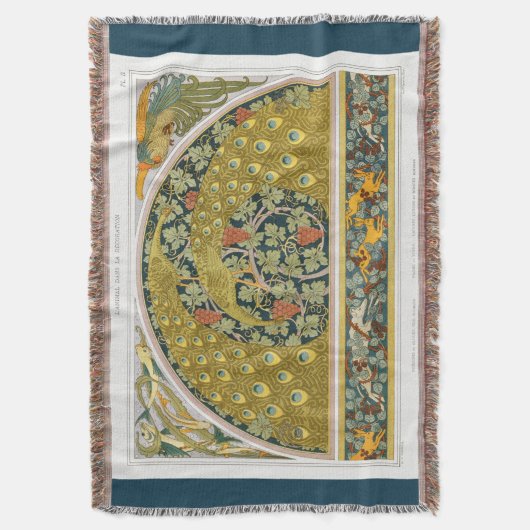 Art nouveau peace animals grapevines verneuil deken (Voorkant Verticaal)