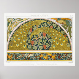 Art nouveau peace animals grapevines verneuil poster
