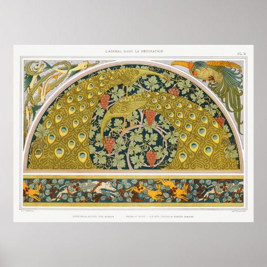 Art nouveau peace animals grapevines verneuil poster (Voorkant)