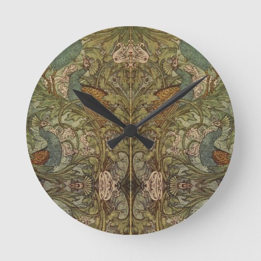 Art nouveau peace ock en flower jacquard ronde klok (Voorkant)