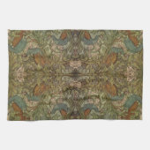 Art nouveau peace ock en flower jacquard theedoek (Horizontaal)