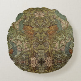 Art nouveau peace ock floral jacquard tapestry rond kussen