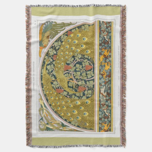 Art nouveau peace ock grapevines verneuil deken (Voorkant Verticaal)