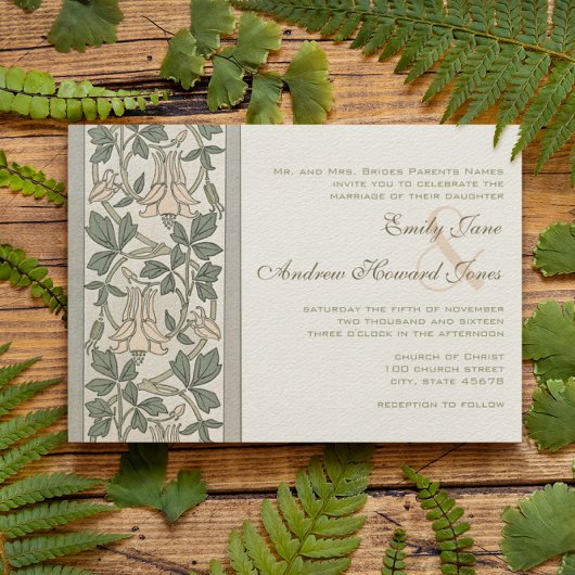 Art Nouveau Peachy Pink bruiloft uitnodiging