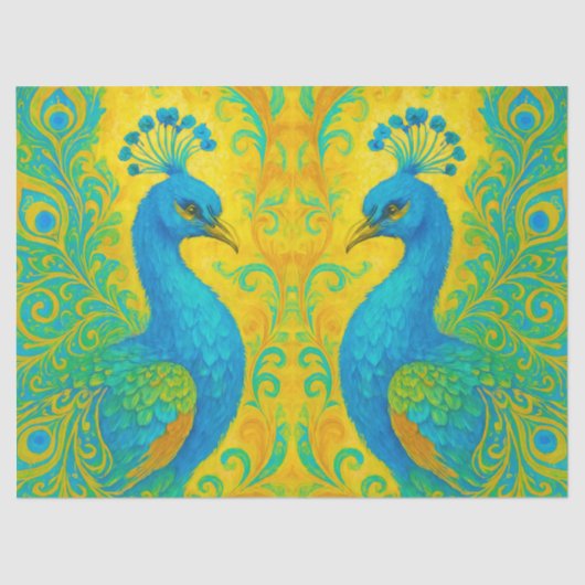 Art Nouveau Peacock 18 lb Decoupage Tissuepapier (Voorkant)