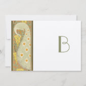Art Nouveau Peacock Birds Wedding Invitation 2 Kaart (Achterkant)