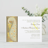 Art Nouveau Peacock Birds Wedding Invitation 2 Kaart (Staand voorkant)