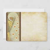 Art Nouveau Peacock Birds Wedding Invitation 3 Kaart (Achterkant)
