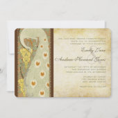 Art Nouveau Peacock Birds Wedding Invitation 3 Kaart (Voorkant)