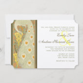 Art Nouveau Peacock Birds Wedding Invitation Kaart (Voorkant)