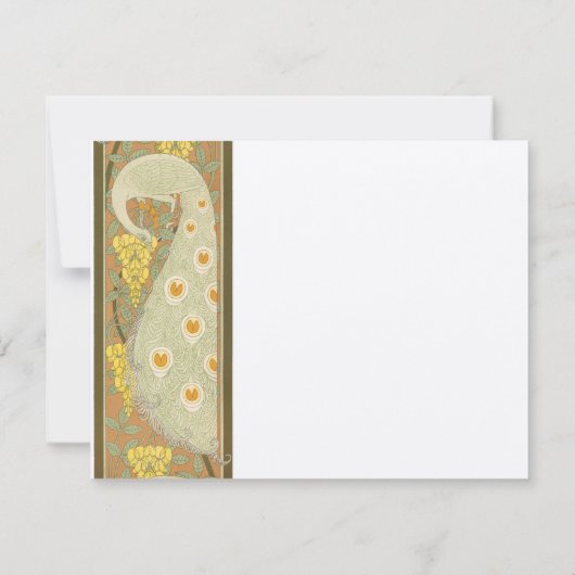 Art Nouveau Peacock Birds Wedding Response Card RSVP Kaartje (Achterkant)