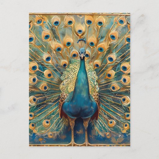 Art Nouveau Peacock Briefkaart (Voorkant)