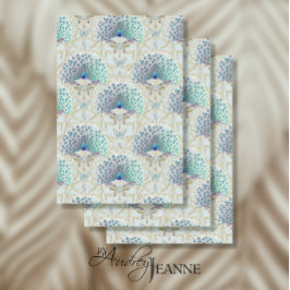 Art Nouveau Peacock Butterfly LT Blue Decoupage Tissuepapier