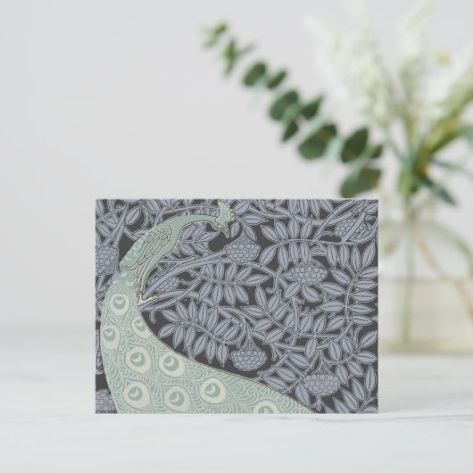 Art Nouveau Peacock Classic  Bird Briefkaart (Staand voorkant)