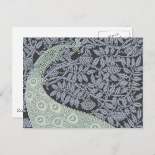 Art Nouveau Peacock Classic  Bird Briefkaart (Voorkant / Achterkant)