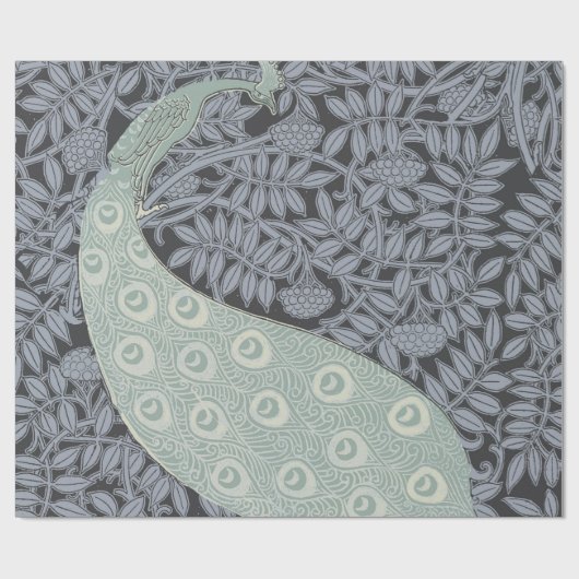 Art Nouveau Peacock Classic  Bird Cadeaupapier (Vlak)