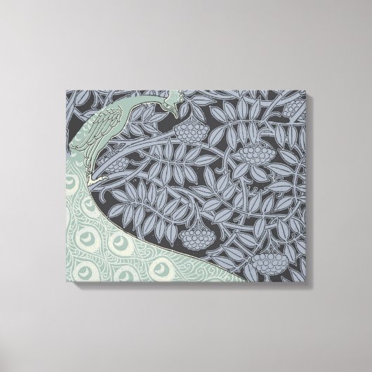 Art Nouveau Peacock Classic  Bird Canvas Afdruk (Voorkant)