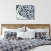 Art Nouveau Peacock Classic  Bird Canvas Afdruk (Insitu (Slaapkamer))