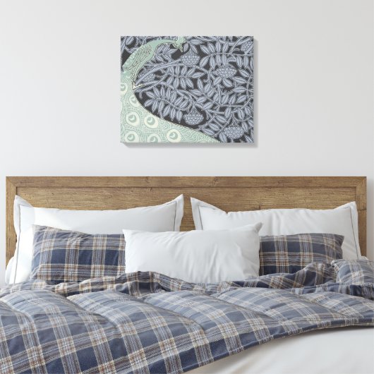 Art Nouveau Peacock Classic  Bird Canvas Afdruk (Insitu (Slaapkamer))