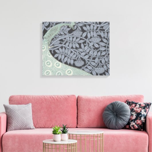 Art Nouveau Peacock Classic Bird Canvas Afdruk (Insitu (Woonkamer))