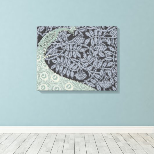 Art Nouveau Peacock Classic  Bird Canvas Afdruk (Insitu (Houten vloer))