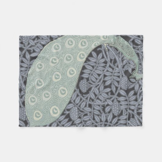 Art Nouveau Peacock Classic  Bird Fleece Deken (Voorkant (Horizontaal))