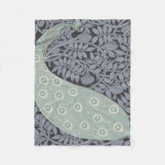 Art Nouveau Peacock Classic  Bird Fleece Deken (Voorkant)