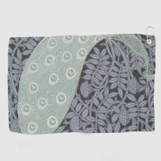 Art Nouveau Peacock Classic  Bird Golfhanddoek (Horizontaal)